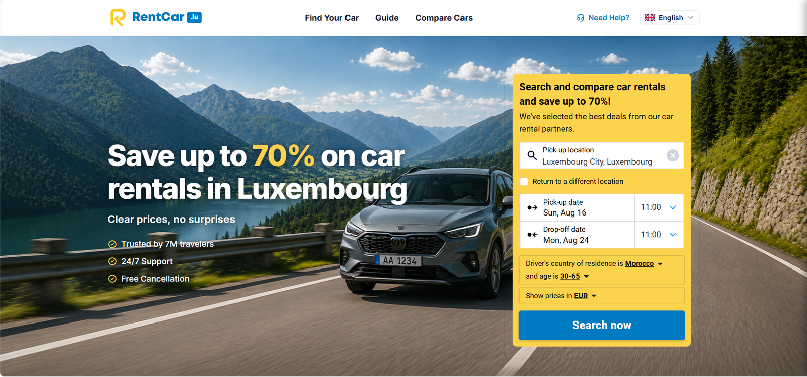 Rentcar.lu — Project screen